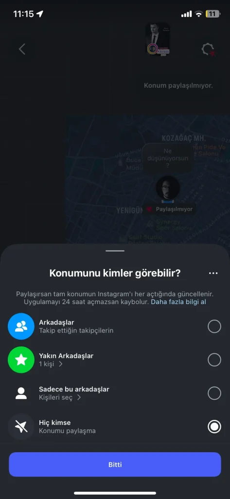 Instagram Uygulamasından Konum Paylaşımını Kapatma