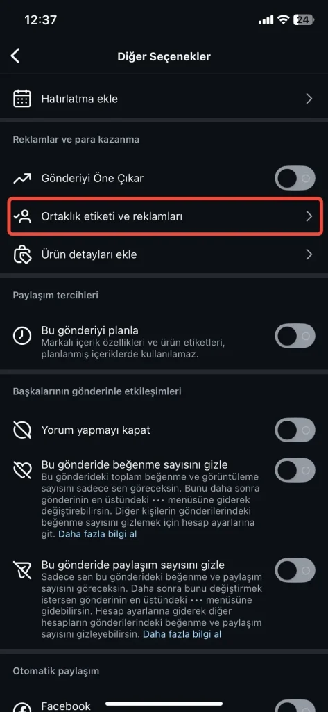 instagram ortak gonderi collab ozelligi nasil kullanilir